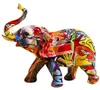 Красочные фигурки слонов, искусство из смолы, статуя животного, скульптура, богатство, счастливая фигурка для дома, эстетические украшения8741223