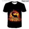 Erkek Tişörtleri Yeni Yaz Stili Mortal Kombat 3d Baskı T Shirt Erkek Kadınlar Moda Kısa Slve T-Shirt Strtwear Serin Erkek Kız Oyunu MK T Y240321