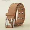 Bälten Canvas Belt Mens and Womens Fashion Simple Double Needle Buckle Trend Leisure Belt Mens Youth Cargo Belty240315