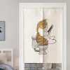 Gardiner katt tryckt japansk dörr gardin vardagsrum sovrum partition söta djur gardiner drapera kök ingången hängande halvbana