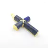 Hänghalsband charm 45x32mm tiger ögon aventurin lapis lazuli jasper rose kvarts unakite ametist turkois opal obsidian cross 1pcs