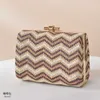 Summer Small Fresh Straw Woven Women's Bag Wind Single Shoulder Belt Chain Dinner Bag Ripple Square Handle