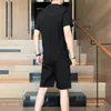 Manlig t -skjorta Vanliga kläder för män Gym Sports Suits Jogging Tracksuit No Shorts Set Black Top Fashion Elastic Cool S 240311