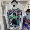 2024SS Hellstar Camiseta Designer Camisetas Gráfico Tee Roupas Roupas Hipster Tecido Lavado Rua Graffiti Lettering Folha Impressão Vintage Preto Solto Montagem