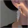 Dangle Lustre Superbe Choucong Boucles d'oreilles Bijoux de luxe 925 Sterling Sier Poire Coupe Blanc 5A Zircon Cubique Party Femmes À La Main Dhojb