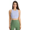 Lu Align Citron Sport Côtes Solide Soutien-Gorge Couleur Col Haut Fiess Brassière Femmes Gym Dos Nu Yoga Débardeur Crop Top Push Up Sous-Vêtements D'entraînement Sportswe