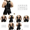 Catsuit Costumes Faux Leather Tight Body Underwear Men Shapers Sexig singlet bodysuit Wrestling Leotard Manlig casual Unitard Bust Open DHFCD