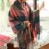 Scarves Winter Coat Scarf Elegant Shawl Colorful Plaid Print With Tassel Trim Thick Imitation Cashmere Warm Fashion