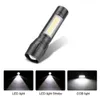 Mini LED USB Charging Outdoor Waterproof Telescopic Zoom Aluminum Alloy COB Small Flashlight 558169