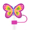 Drinking Sts Colorf Butterfly Sile St Toppers Accessories Er Charms Reusable Splash Proof Dust Plug Decorative 8Mm/10Mm Drop Delivery Ottve