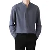 Mäns casual skjortor Stylish Mens Long Sleeve Slim Fit Stand Collar Blus för och formella evenemang tillgängliga i flera färger