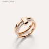 Cluster Ringe Neue Elegante P-Together Doppel-Hoop Zirkon Ring Kupfer Mit Rose Gold Überzogene Mode Schmuck Geschenk für Frauen L240315