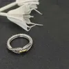 Anillos de boda Anillo DY pequeño anillo de cable trenzado hebilla plateada 925 18K amarillo con diamante Pav Q240315