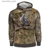 Herren Hoodies Sweatshirts Camouflage Jagd Tier Vogel Mann 3D Hoodie Mode Straßenkleidung Kapuzenpullover Langarm Lässiger Pullover Herren Hoodie L240315