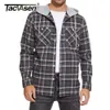 TACVASEN Camicie leggere con cappuccio in flanella Camicie scozzesi in cotone da uomo Piumino casual a maniche lunghe con bottoni e tasche 240301