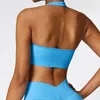 Yoga outfit sömlös kvinnlig fitness Bras Race Back Sports Nylon Top Bra Sexig andningsbara underkläder för Halter Gym