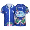 Novo verão CASA popular Casablanca digital spray impresso camisa casual floral masculina