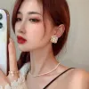 Koreanische mehrere Farben glänzende Kristall 14K Weißgold geometrische Frauen Ohrringe vertraglich süße schöne Herz feine Mode Tropfen Ohrringe Schmuck