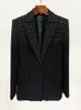 High Street 2024 Est Designer Runway Womens Slim Fit Single Button Rhinestone Diamonds Pärlad blazerjacka 240307