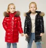 Glänsande down jacka för flickor pojkar ryska vinterrockar småbarn snö kostym barn pojke jackor päls krage förtjockar varm kläder barn 216365040