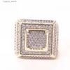 Cluster Rings European And American Hot Style Micro-encrusted Zircon Mens Ring Hip-hop Square Ring L240315