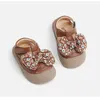 First Walkers Claladoudou Enfant Flat Shoes With Lace Bow-knot For Girl Little Princess Dress Shoes For Birthday Wedding Walking Toddler 240315