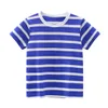 T-shirt semplice per ragazze e ragazzi T-shirt unisex a righe in cotone bianco nero T-shirt Abbigliamento estivo per bambini per 2 3 4 6 8 10 anni RKT174001 240313