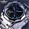 Vincitore Blue Ocean Geometry Design Acciaio inossidabile di lusso quadrante piccolo scheletro Orologi da uomo Orologio da polso automatico di lusso di marca superiore310S