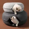 Donut Cat Bed Pet Tunnel House Dualuse Basket Interactive Play Toy Kitten Sports Game Equipment Training Toys Indoor Supplies 240304