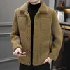 Veste épaisse surdimensionnée en peluche d'agneau avec bouton à revers double face pour homme, automne et hiver, avec grosse fourrure ajoutée