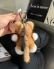 Söt riktig äkta Mink Fur Cat Keychain Pälsboll Pompom Bag Charm Purse Car Phone Pendant Kids Toys