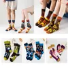 Women Socks Illustration Trend Medium Tube Couple High Top European And American Fashion Street