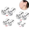 60pcs cristal CZ gemme oreille boucle d'oreille ronde Zircon pour hommes et femmes gothique Street Pop oreille bijoux en acier inoxydable 3mm 4mm 5mm 240306