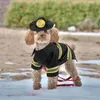 Hundebekleidung, Weihnachtsmann-Outfit, Feuerwehrmann-Kostüm, Katze, Cosplay, Feuerwehrmann, Welpenjacke, Mantel mit Feuerwehrmütze, Größe M, Schwarz