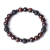 Färgglada Tiger Eye Stone Armband Parfym Lava Natural Stone Pärlade Elastiska armband för män Kvinnliga smycken