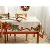 Table Cloth Poinsettia Ribbon Jacquard Print Fabric Christmas Winter Party Tablecloth For Kitchen Meals/Holiday Dinners