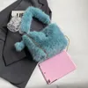 Shoulder Bags Women Fluffy Tote Bag Versatile Furry Handbag Fashion Plush Casual With Pom Poms Fall Winter Shopper