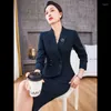 Tweedelige jurk Elegant Office Dames Rokpak Oranje Roze Blauw Double Breasted Damesmode Blazer 2 Set Hoge kwaliteit zakelijke outfits