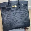 Anpassad Cowhide Bag Hac 50cm Style Handswen Handgjorda högkvalitativa HAC 40 cm handgjorda äkta läder Anpassad grossistman Matte Crocodile Skin Luxury Pur