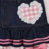 Preppy Style Lolita Kawaii jupes japonaise douce Mini femmes Harajuku mignon robe de bal Denim patineuse Y2K taille haute dentelle gâteau jupes 240307