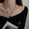 Hänghalsband 2024 Titanium Steel Heart Korean Halsband Kvinna Vintage Design CollarBone Chain Punk Sweet Neck Ornamente Smycken