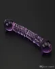 Ny dubbel Ended Crystal Purple Pyrex Glass Dildo Artificial Penis Granule and Spiral G Spot Simulator Adult Sex Toys For Woman5778978