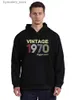 Herren Hoodies Sweatshirts Vintage 1970 Geburtstagsgeschenk Hoodie Männer Baumwolle Hoody Sweatshirt Übergroße Harajuku Pullover Streetwear Geschenk Unisex Mantel L240315