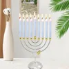 Metal Hanukkah Candleholder Geometric Hanukkah Decorative 9 Branch Menorah Candlestick for Standard Hanukkah Candles el Home 240314
