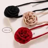 Choker Rose Flower Collar Necklace Long Lace Up Tie Wedding Jewelry Neck Chain Gift For Women Teens Girls