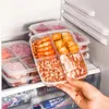 Storage Bottles Fruit Packing Box Convenient Meal Prep Transparent Vegetable Four Grid Save Space