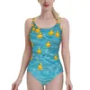 Womens Swimwear Rubber Ducky Heaven Ver.2 Women Ruffle One Piece Swimsuit Sexy Bodysuit Monokini Bathing Suit Duck Love Lover TQU6