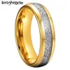 Trouwringen 6 mm goud/zilver wolfraamcarbide ring met witte meteoor ingelegd mode trouwring verlovingssieraden koepel gepolijste afwerking Q240315
