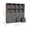 Drawers 8 Drawers 16 Grids Vintage Handcraft Fir Wood Small Storage Cabinet on Table Top