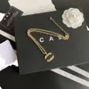 T Vintage plaqué or pendentif breloque avec boîte Boutique bijoux longue chaîne conçue pour les femmes romantique amour cadeau collier GG